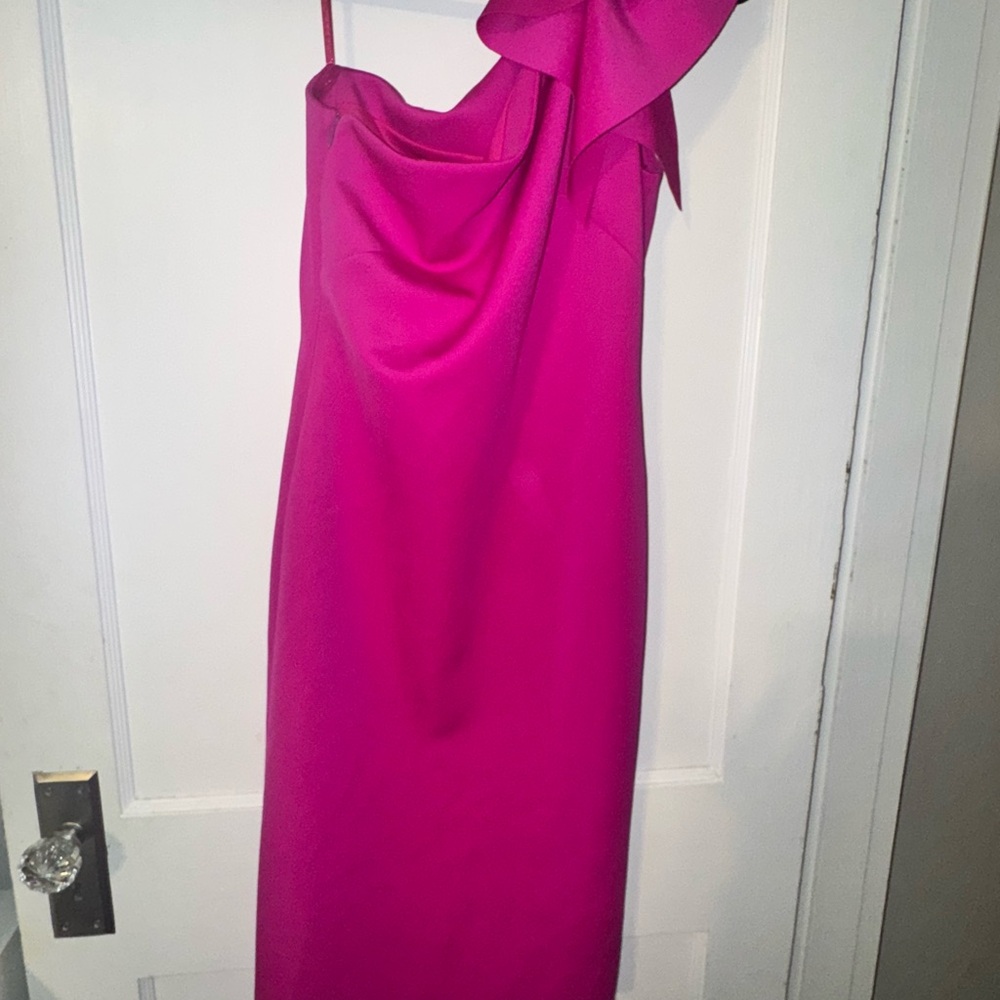 Jessica Howard Fuchsia One-Shoulder Dress